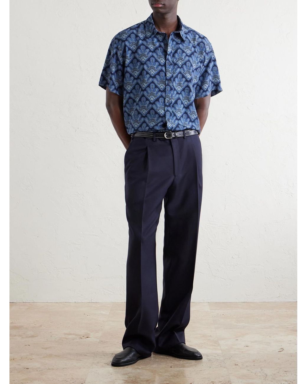 NN07 Blue Deon Printed Woven Shirt for men