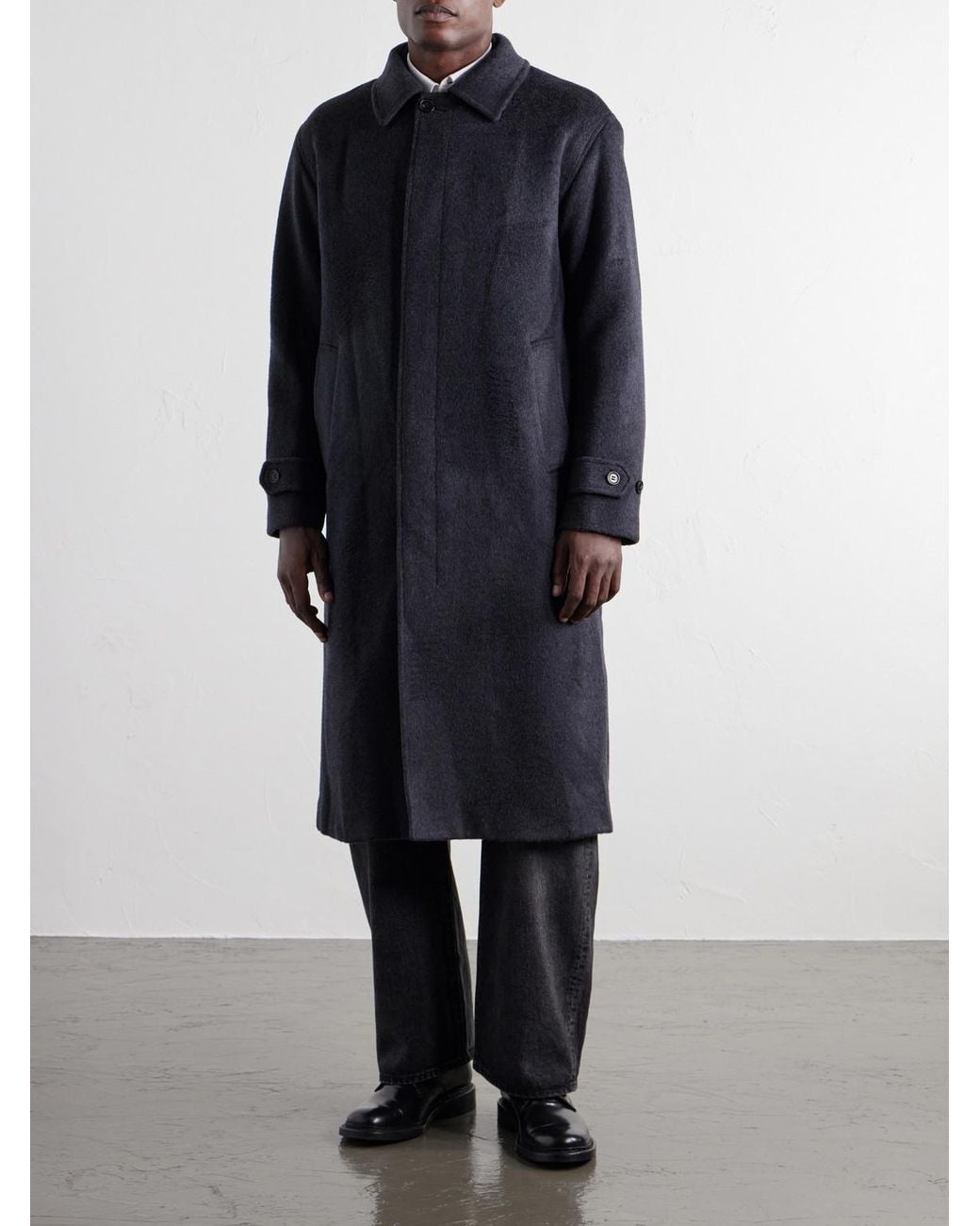 NN07 Blue Gibson 80040 Brushed Wool-Blend Flannel Coat for men