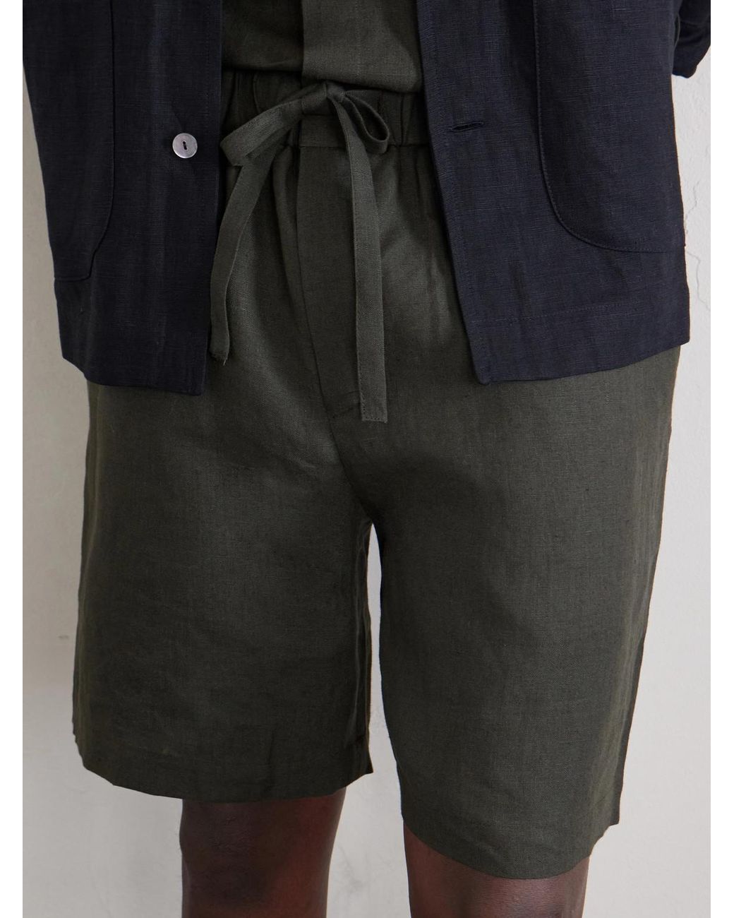 De Bonne Facture Green Traveler Straight-Leg Linen Shorts for men
