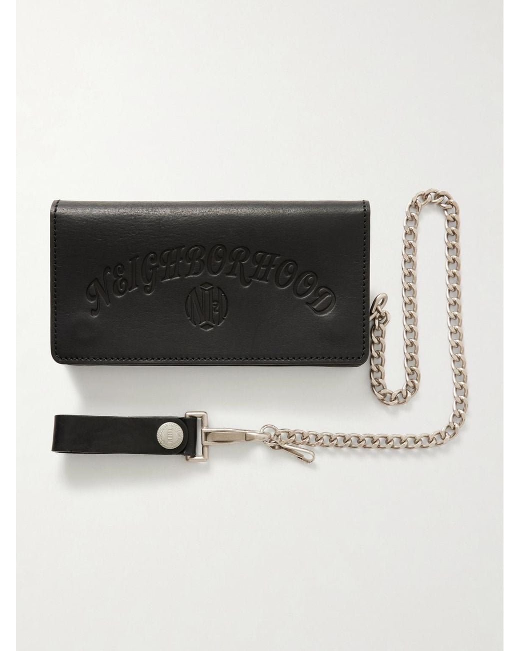 Neighborhood Black Logo-embossed Leather Billfold Wallet for men