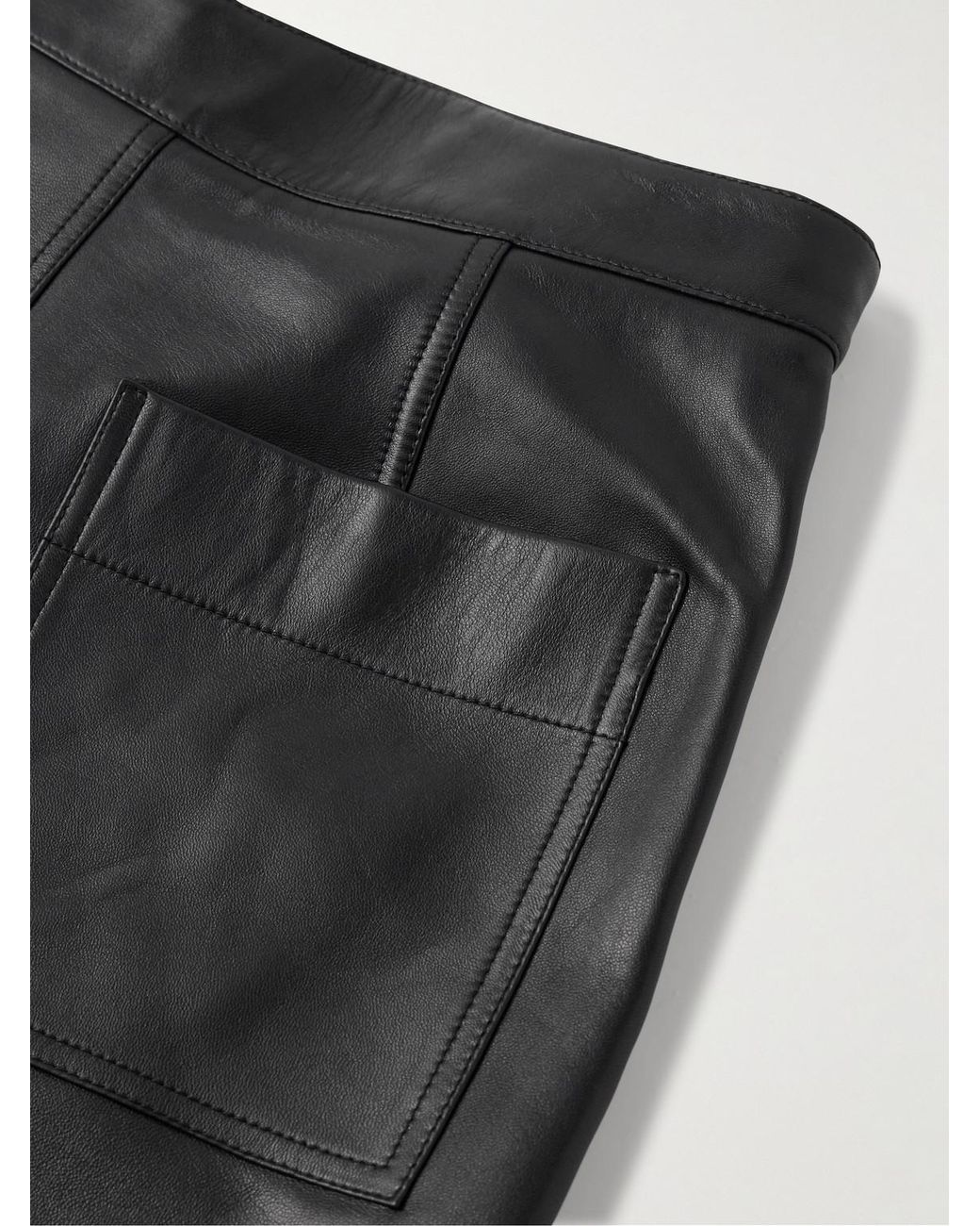 Bottega Veneta Black Layered Wide-Leg Leather Trousers for men