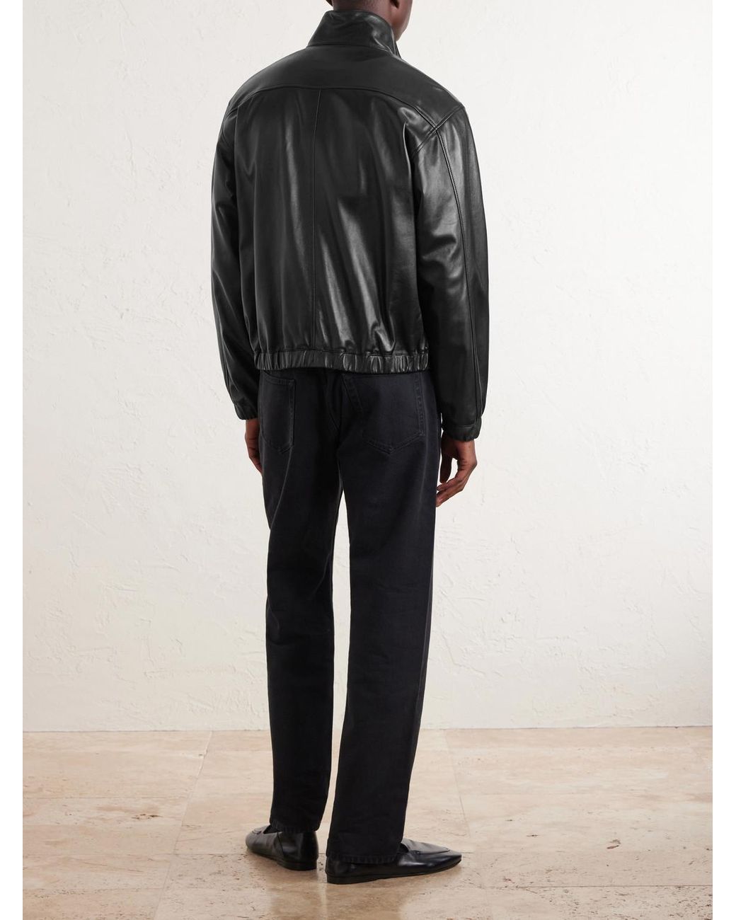 Saint Laurent Black Leather Blouson Jacket for men