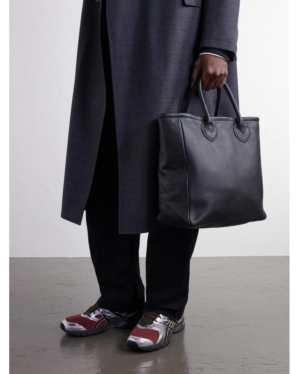 Orslow Black Leather Tote Bag for men