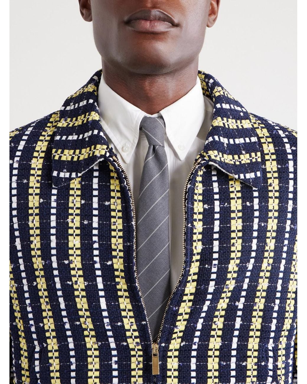Thom Browne White Striped 8Cm Wool Neck Tie for men