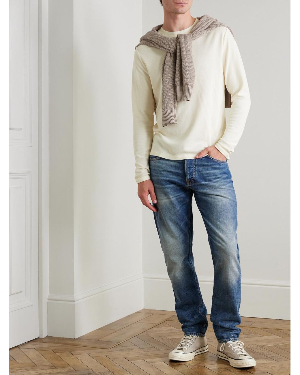 NN07 Natural Clive Waffle-Knit Cotton And Modal-Blend T-Shirt for men