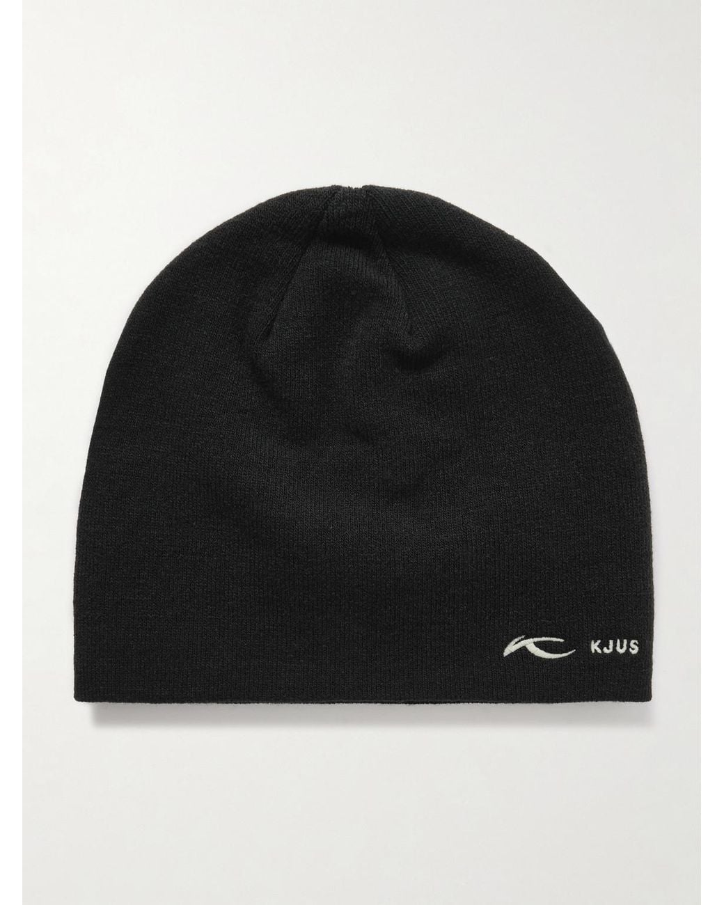 Kjus Black Logo-Embroidered Knitted Beanie for men