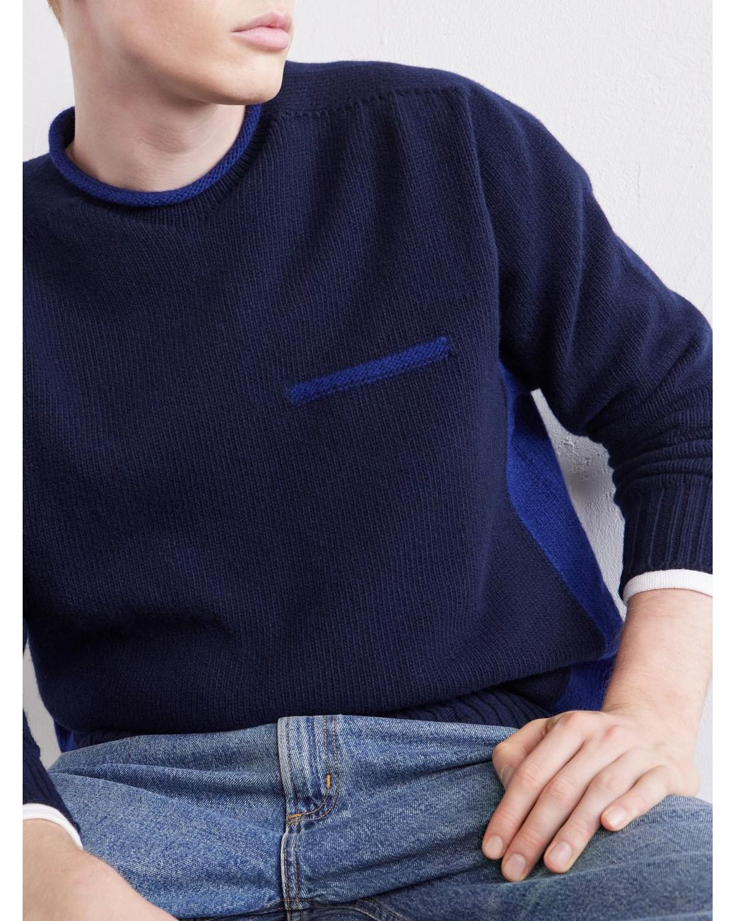 Inis Meáin Blue Wool Sweater for men