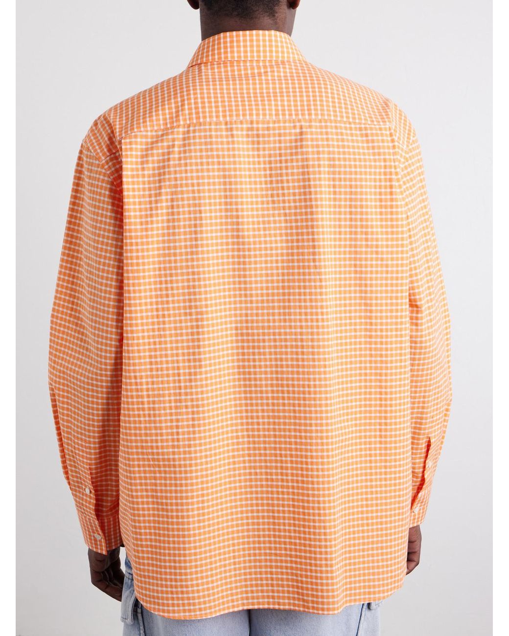 Loewe Orange Paula's Ibiza Anagram-Embroidered Checked Cotton-Poplin Shirt for men