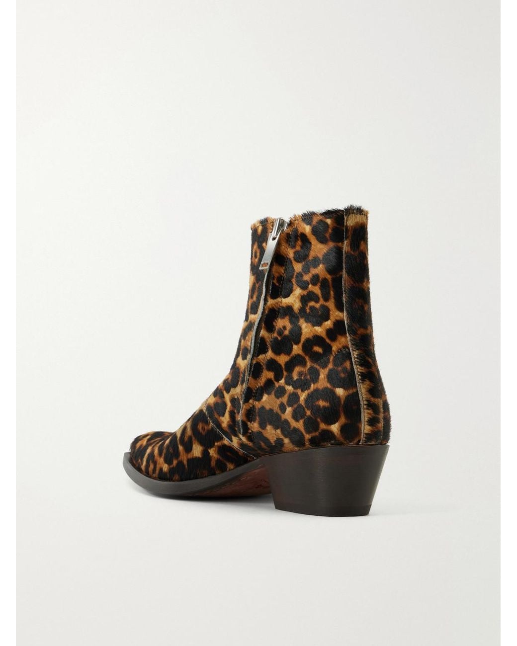 424 Brown Leopard-Print Calf-Hair Chelsea Boots for men
