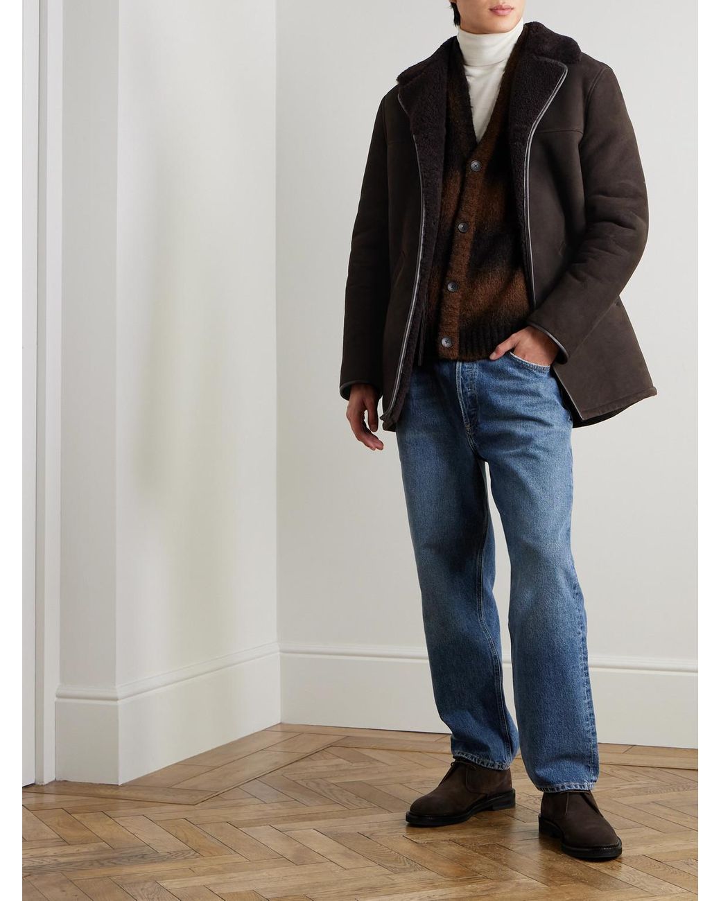 Mr P. Black Shearling Coat for men