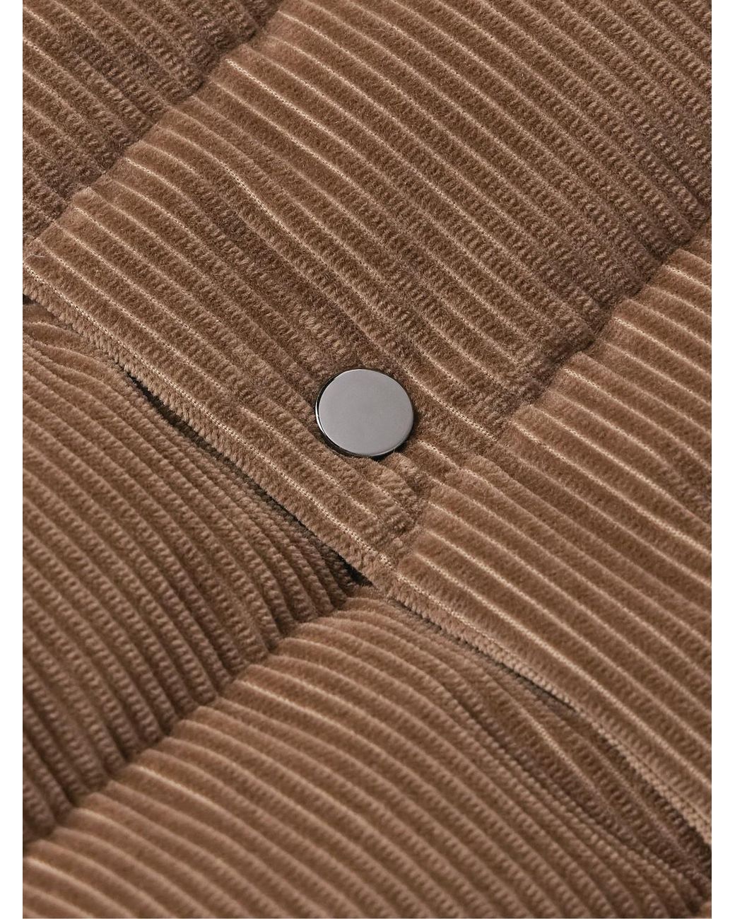 Moncler Brown Logo-Appliquéd Cotton-Corduroy Down Shirt Jacket for men
