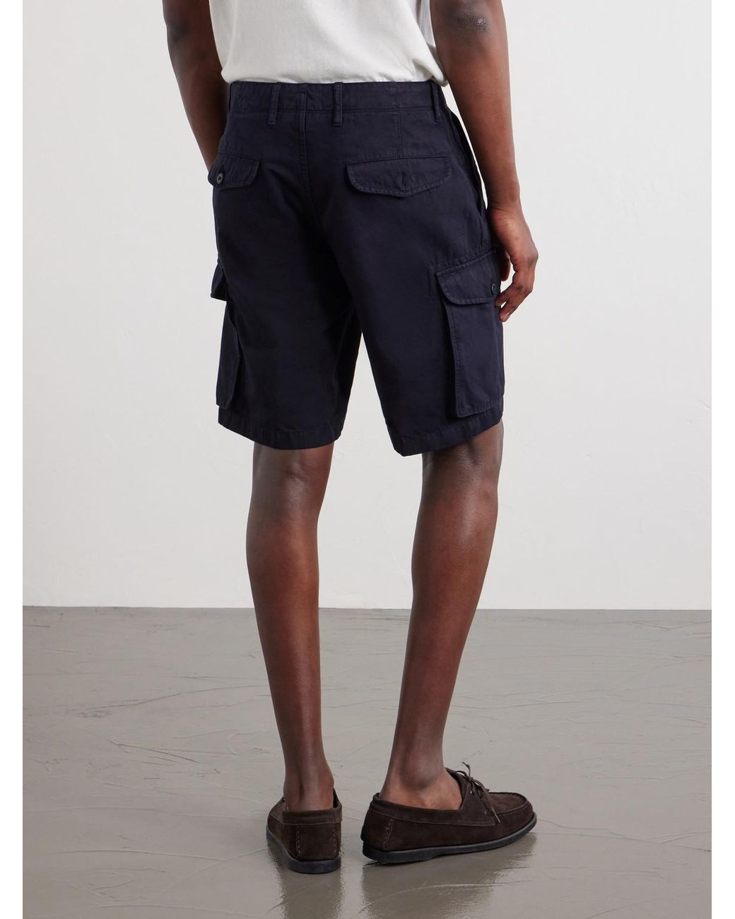 Slowear Blue Incotex Straight-Leg Cotton And Linen-Blend Shorts for men