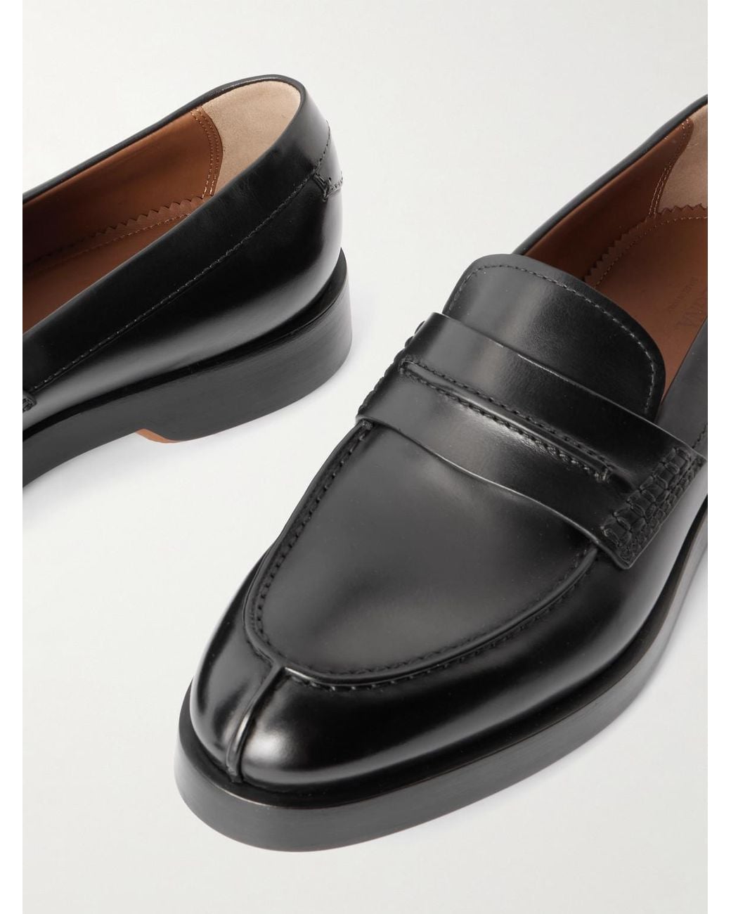 Zegna Black Udine Leather Penny Loafers for men