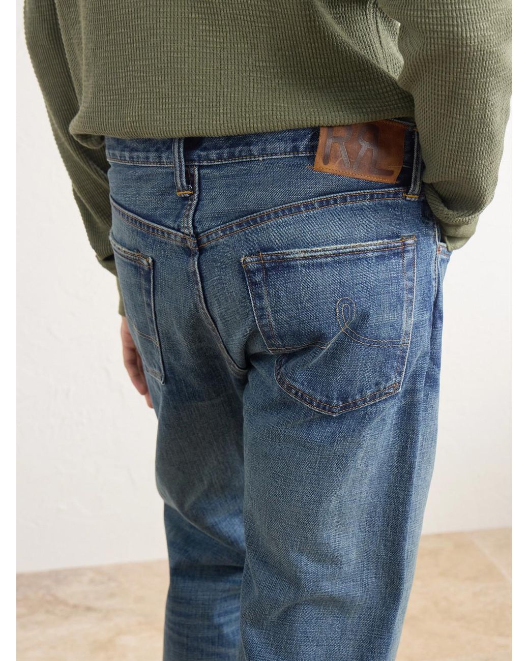 RRL Blue Straight-leg Selvedge Jeans for men