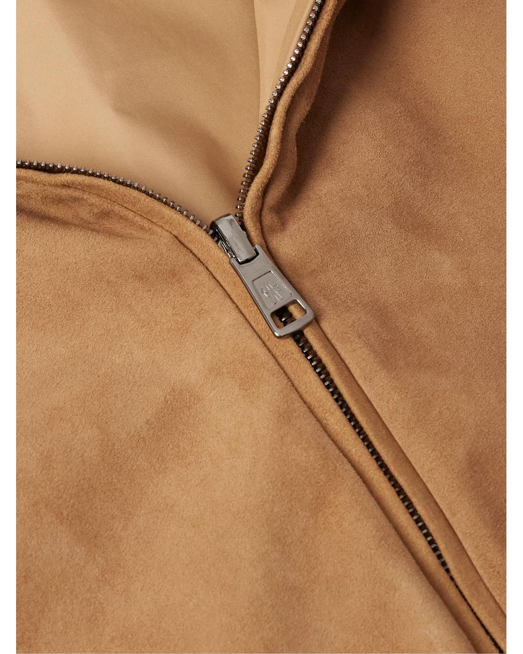 Moncler Natural Turbat Logo-Appliquéd Reversible Suede And Airsoft Shell Jacket for men