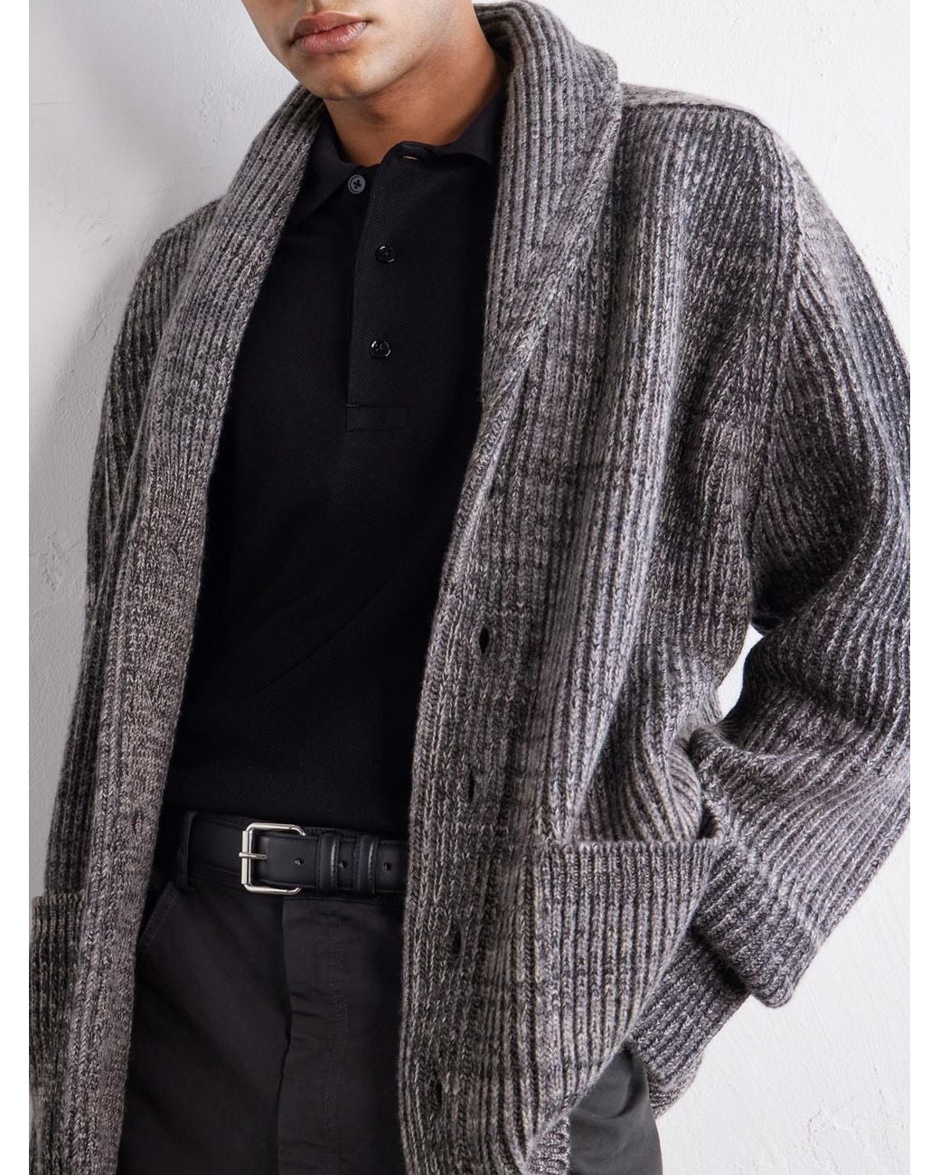 Begg x Co Gray Surfer Cashmere Cardigan for men