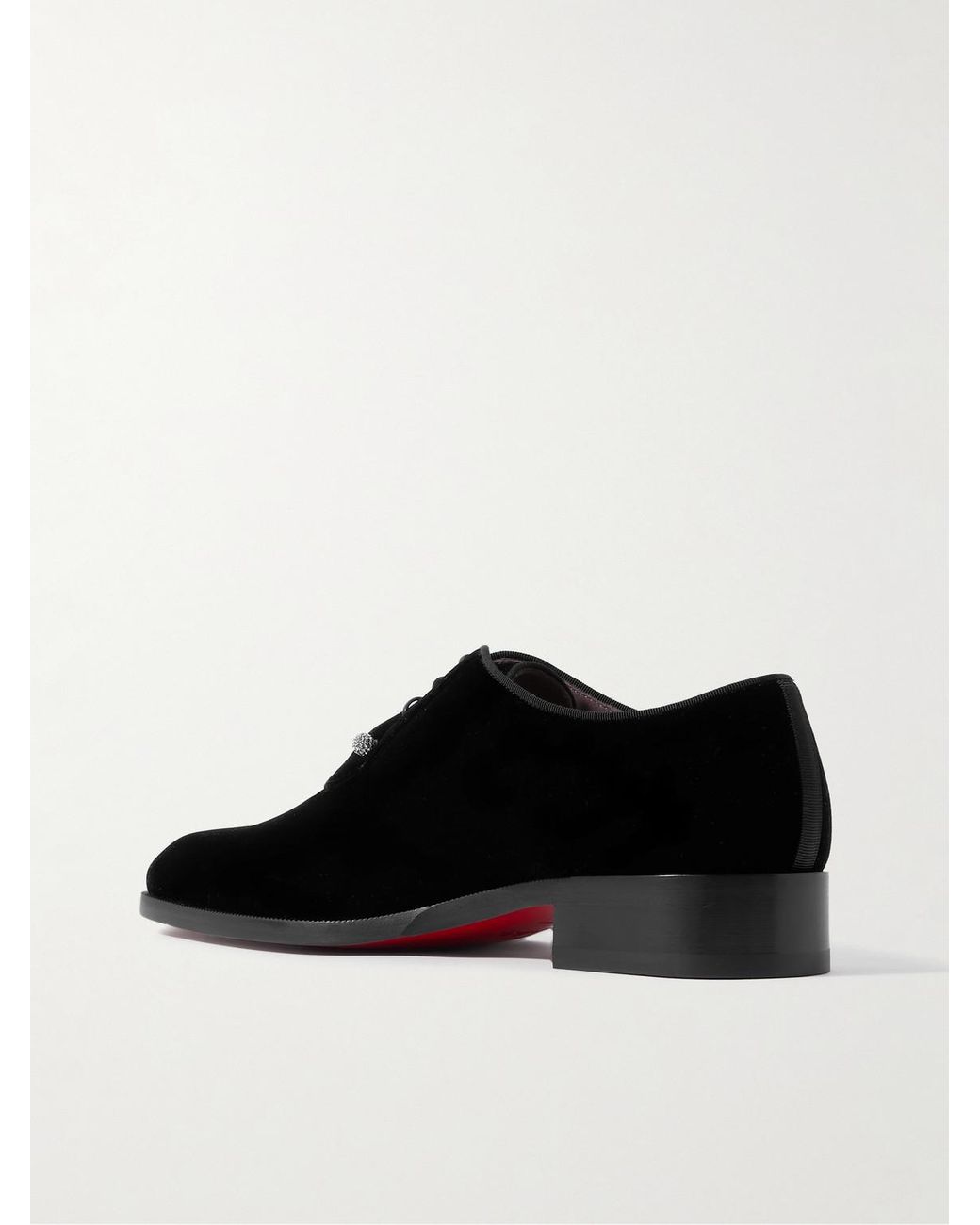 Christian Louboutin Black Chambeliss Night Velvet Derby Shoes for men