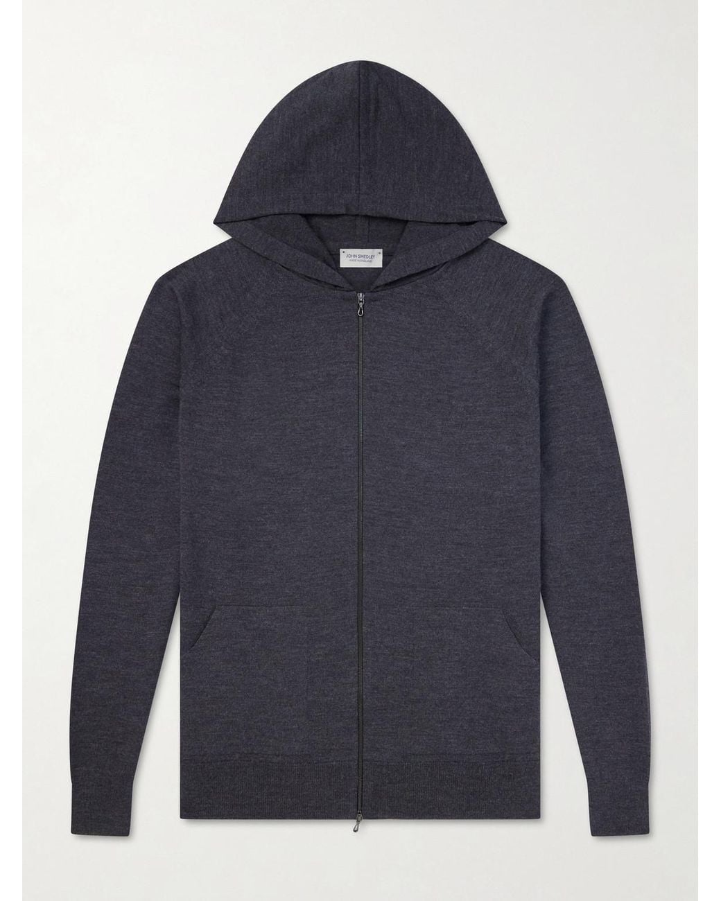 John Smedley Blue Carty Merino Wool Zip-Up Hoodie for men