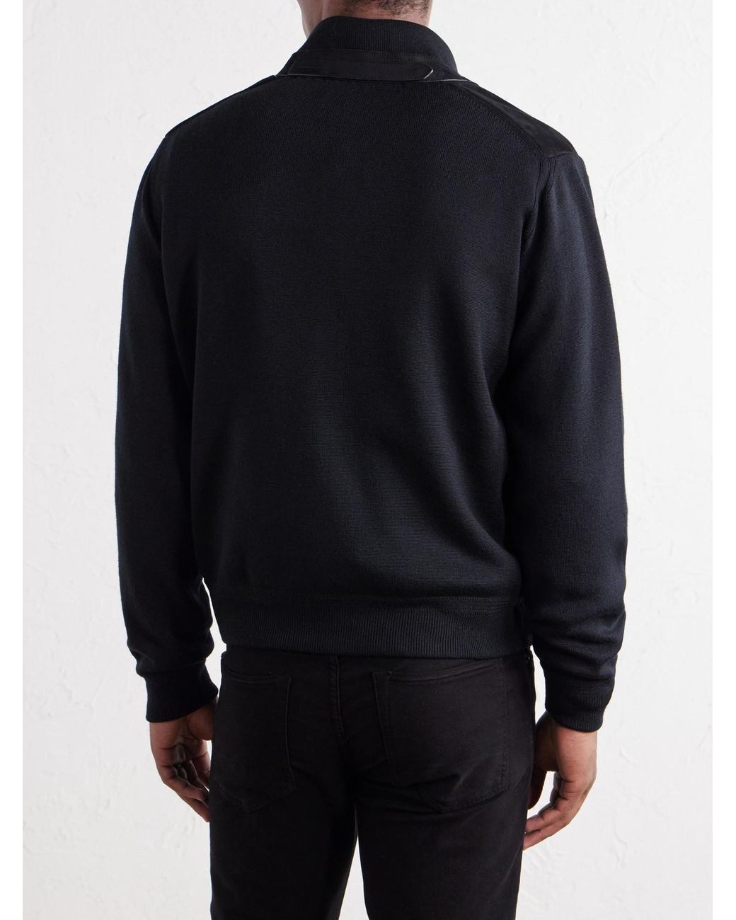 Tom Ford Black Suede And Milano Stitch Wool Bomber Jacket for men