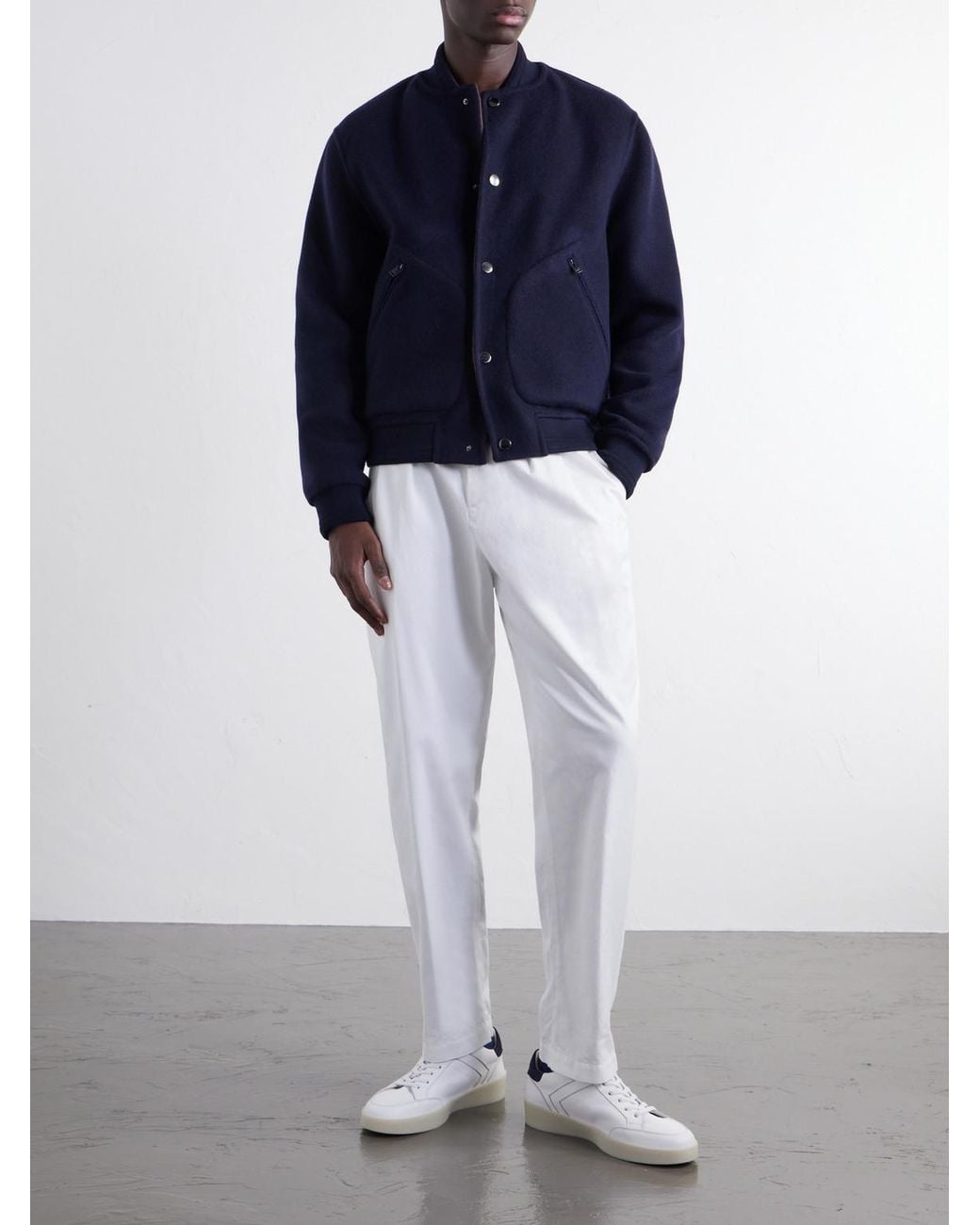 Canali Blue Reversible Cashmere And Silk-Blend Felt Bomber Jacket for men