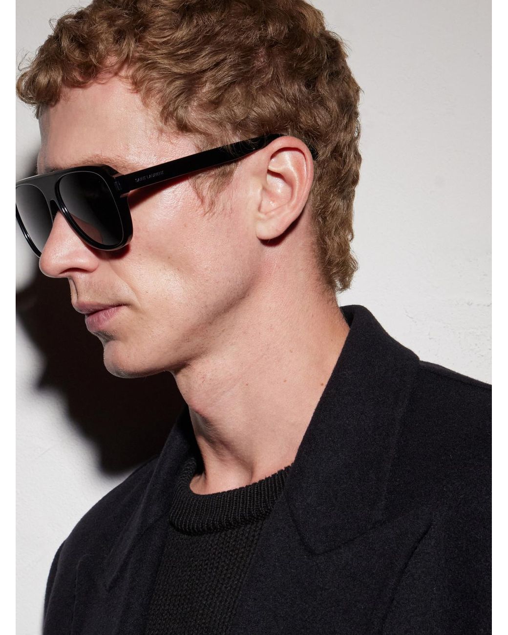 Saint Laurent Black Sl 970 Aviator-style Acetate Sunglasses for men