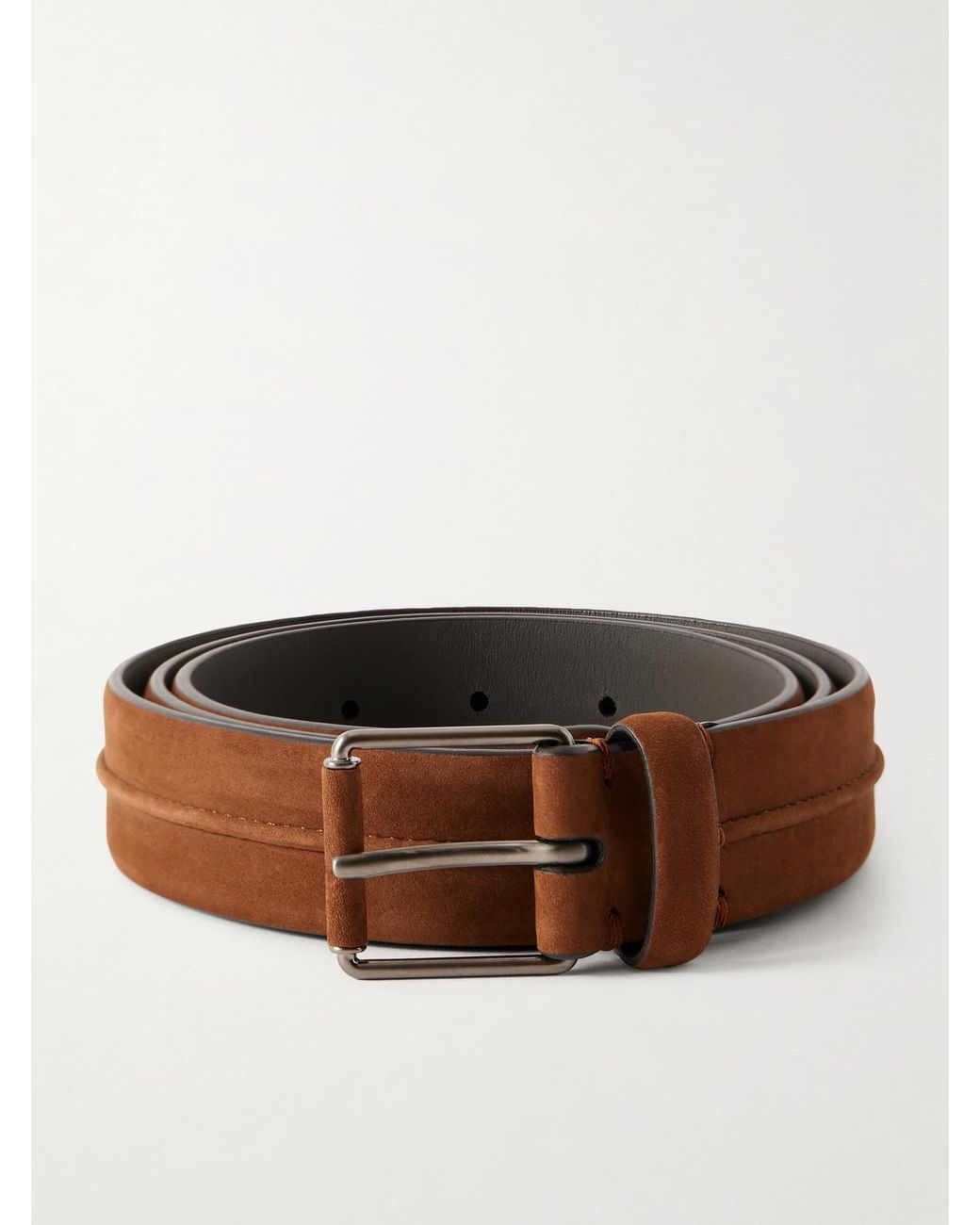 Zegna Brown 3cm Nubuck Belt for men