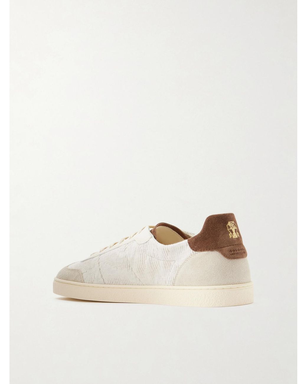 Brunello Cucinelli Natural Suede And Cotton Sneakers for men