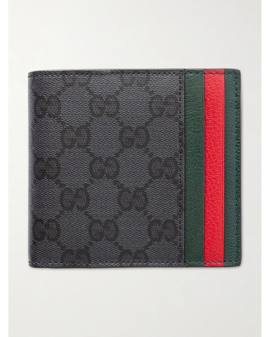 Gucci Black Web-Trimmed Gg Supreme Coated-Canvas Billfold Wallet for men