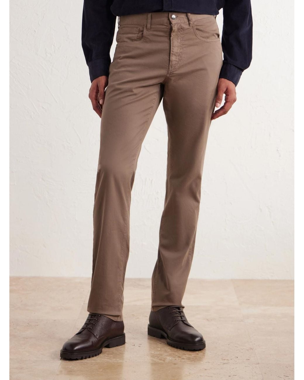 Canali Natural Straight-Leg Cotton-Blend Twill Trousers for men