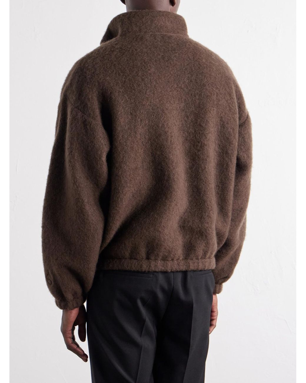Jil Sander Brown Wool-Blend Brushed Half-Zip Sweater for men