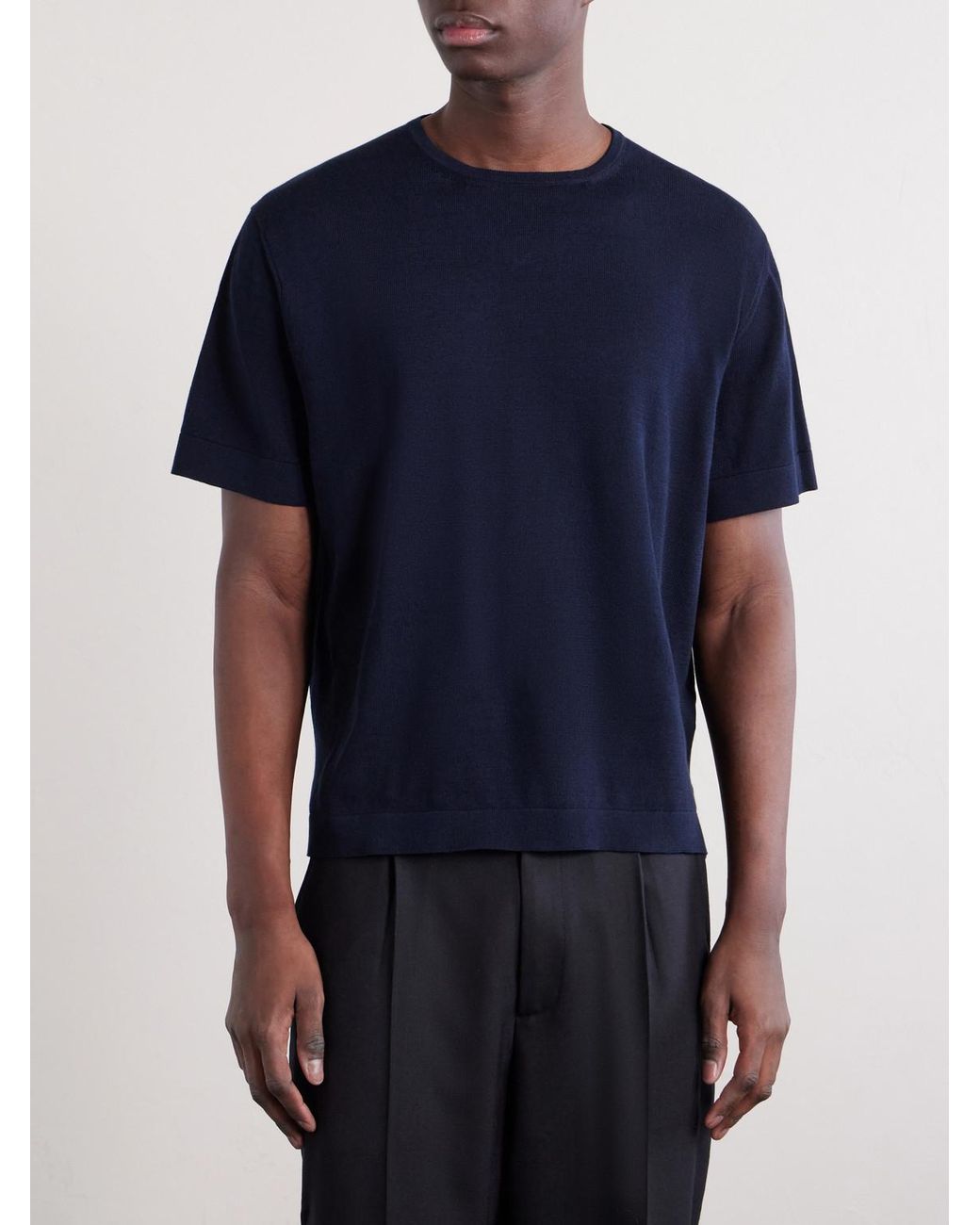STÒFFA Blue Knitted Cotton T-Shirt for men