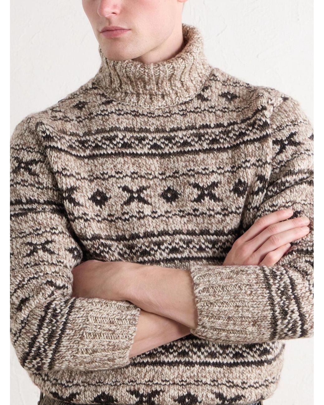 RRL White Fair Isle Wool-Blend Jacquard Rollneck Sweater for men