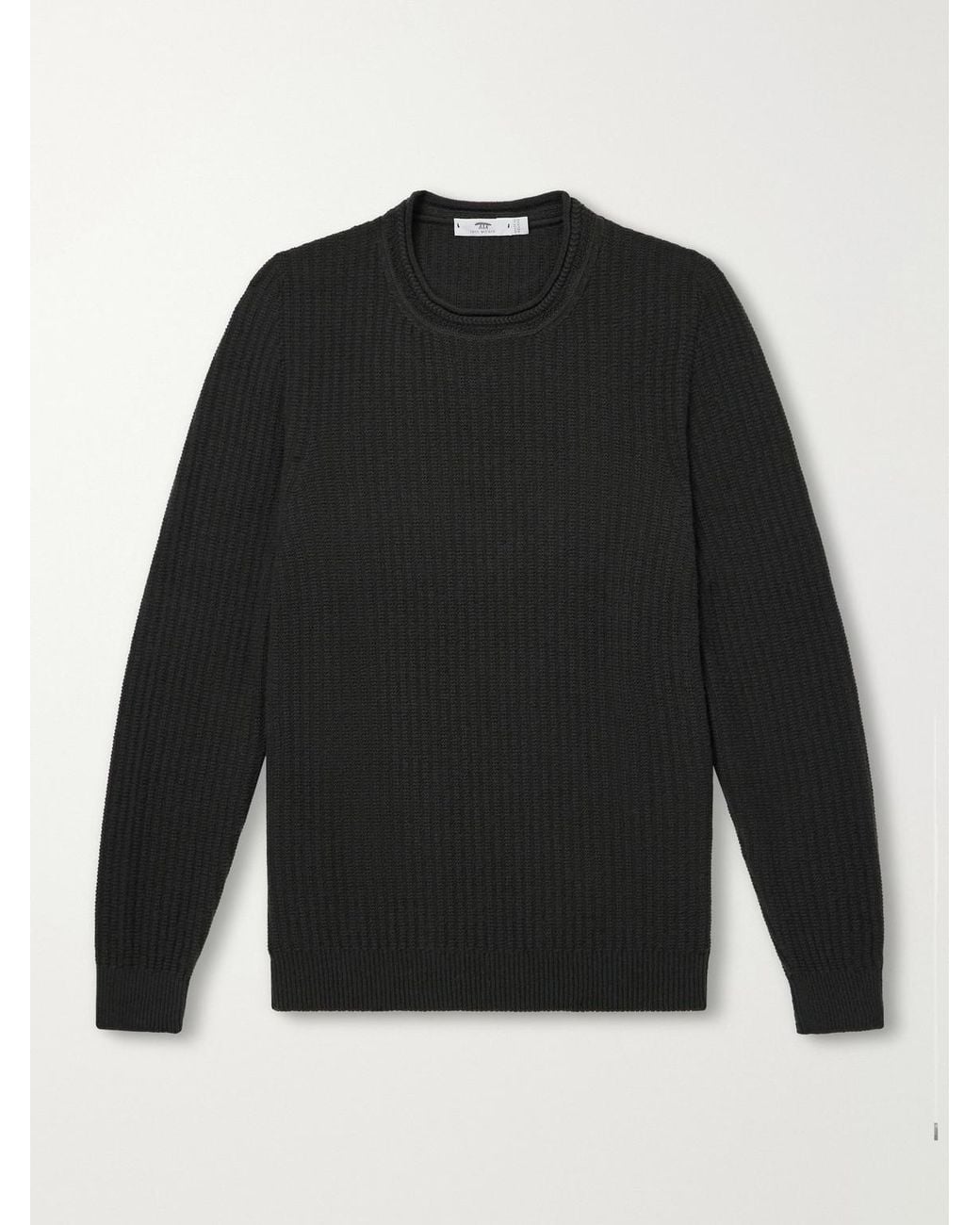 Inis Meáin Black Merino Wool And Cashmere-Blend Sweater for men