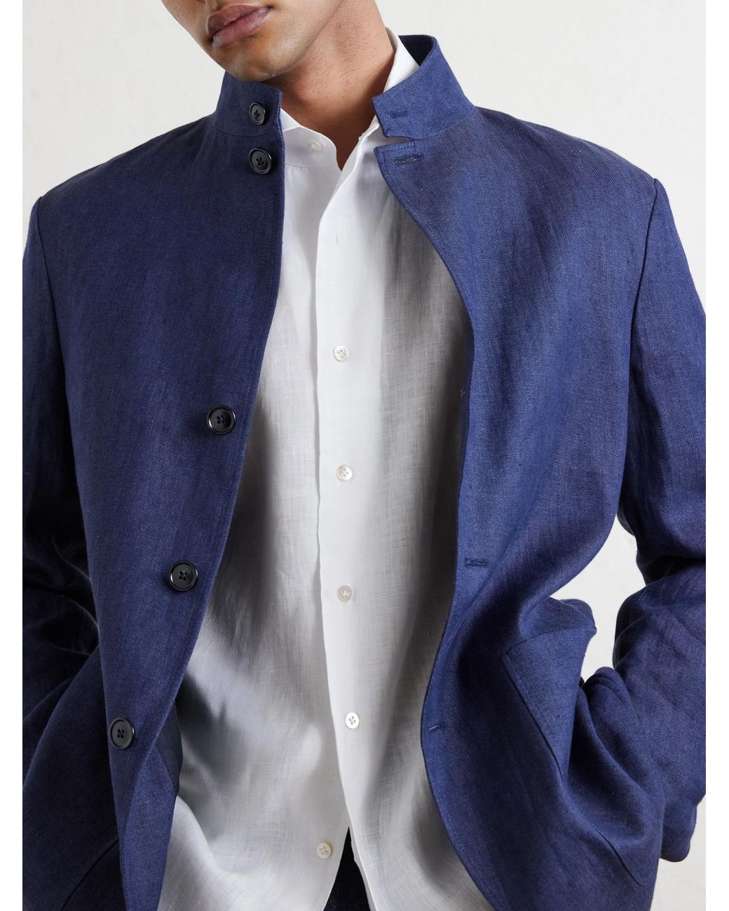 De Petrillo White Linen Shirt for men
