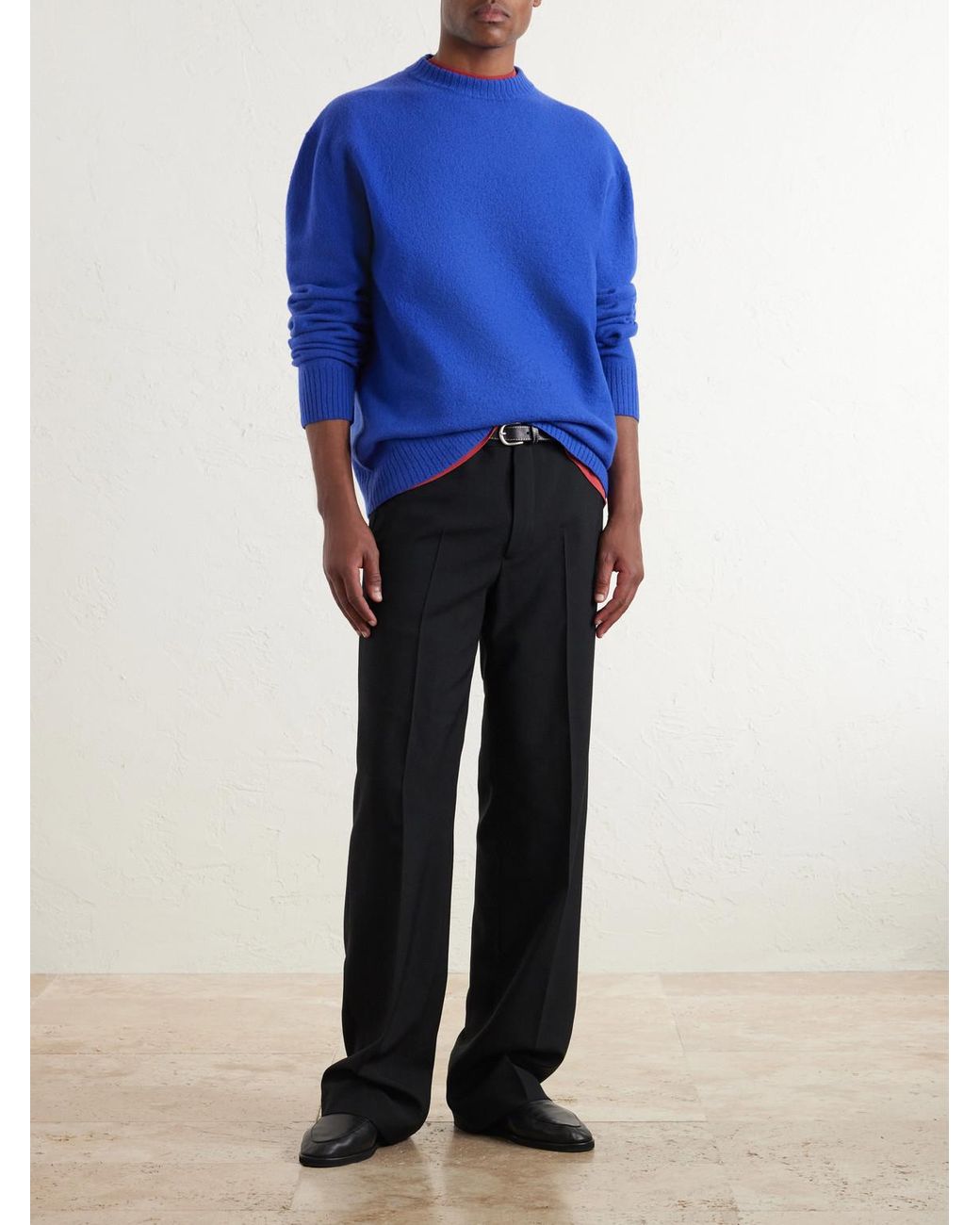 Jil Sander Blue Boiled Wool Sweater for men
