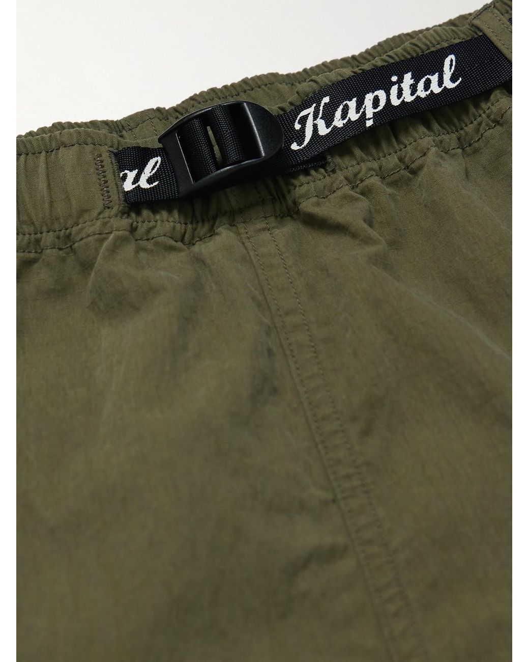 Kapital Green Cotton And Nylon-Blend Ripstop Drawstring Cargo Shorts for men