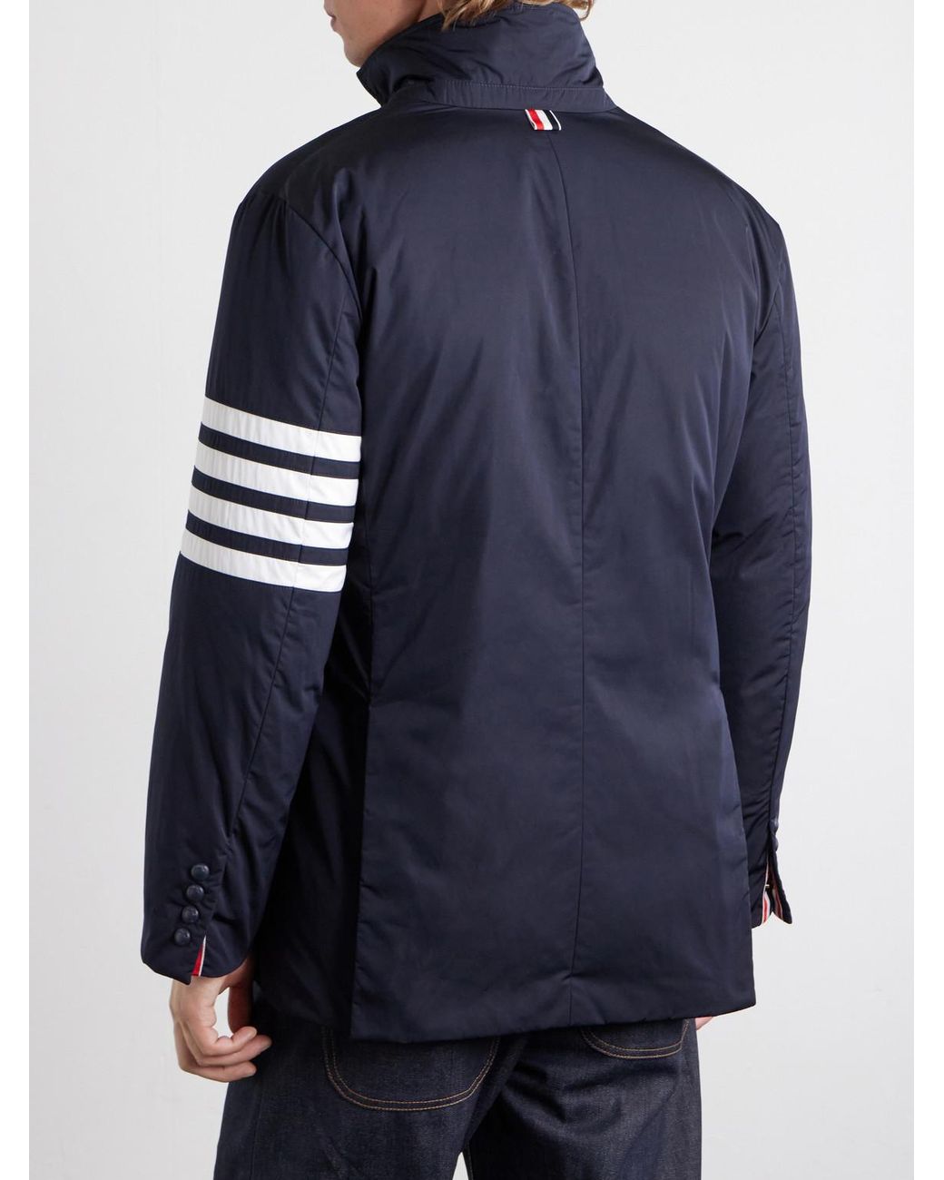 Thom Browne Blue Striped Shell Down Jacket for men