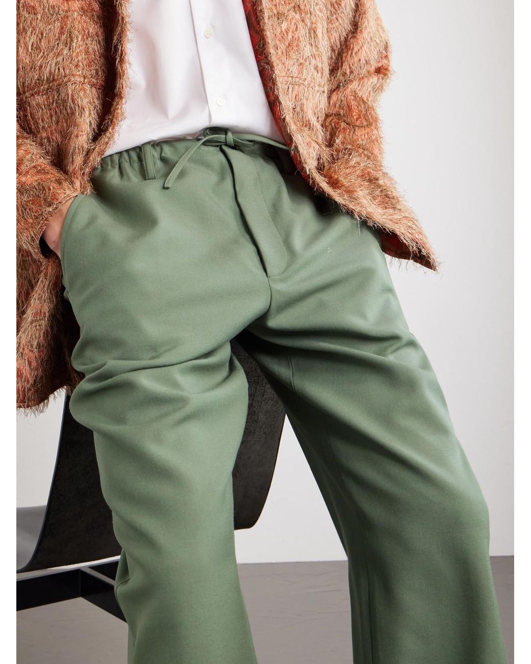 Dries Van Noten Green Penny Straight-leg Wool Trousers for men