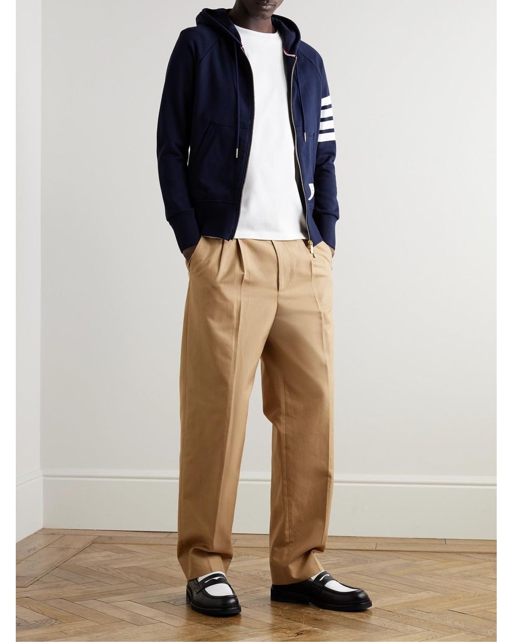 Thom Browne White Slim-Fit Grosgrain-Trimmed Cotton-Jersey T-Shirt for men
