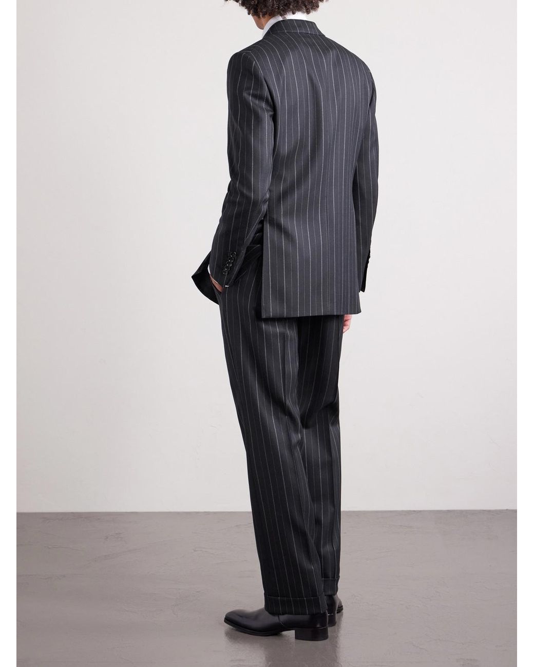 Tom Ford Gray Straight-Leg Pinstriped Wool-Twill Suit Trousers for men