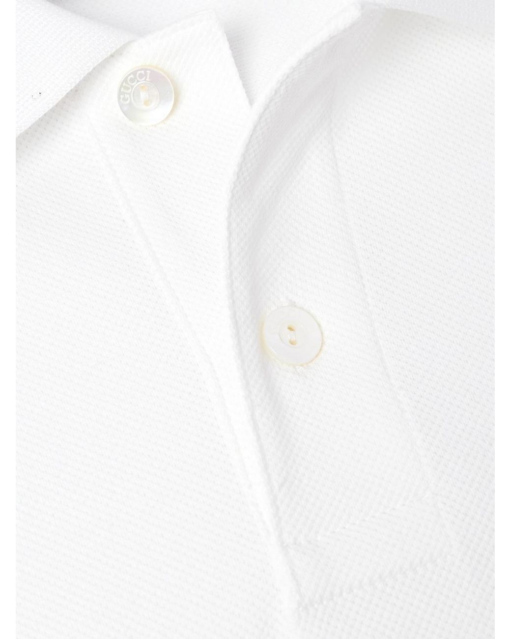 Gucci White Logo-embroidered Cotton-blend Piqué Polo Shirt for men