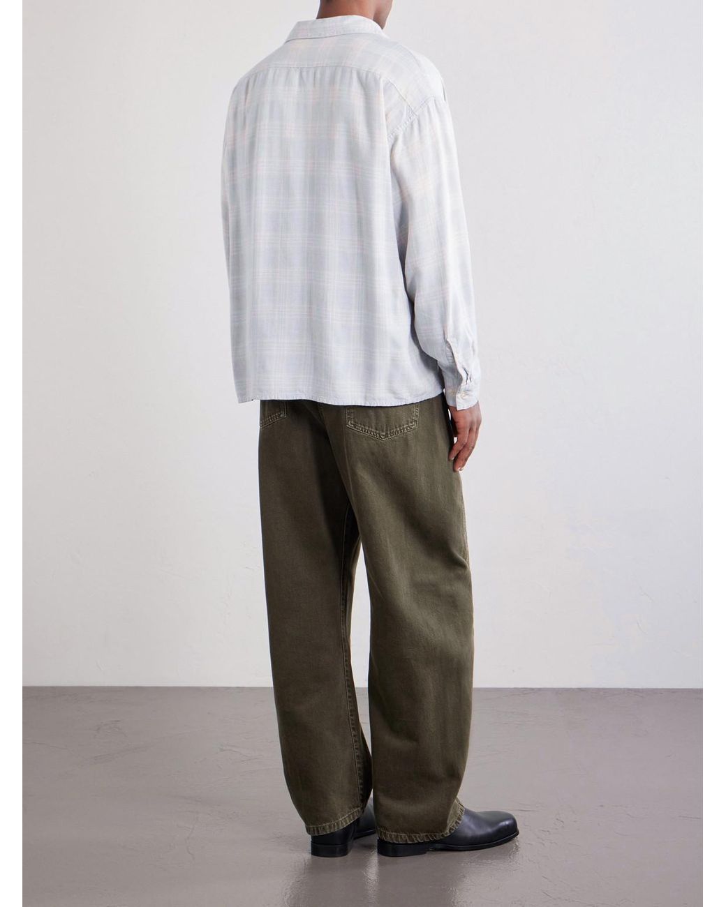SAINT Mxxxxxx White Convertible-collar Checked Flannel Shirt for men