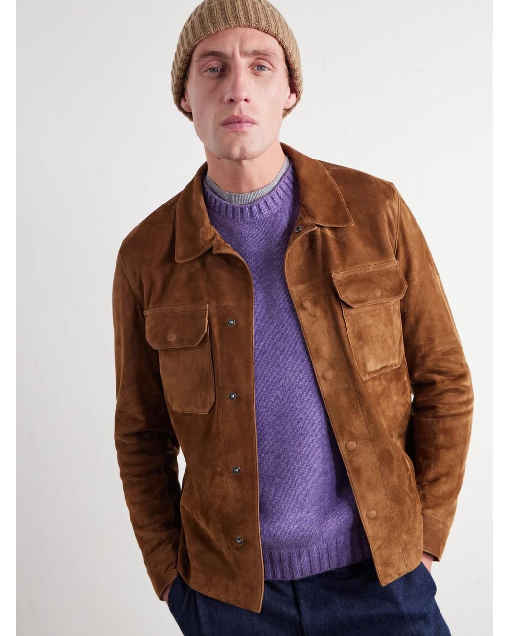 Piacenza 1733 Brown Ribbed Cashmere Beanie for men
