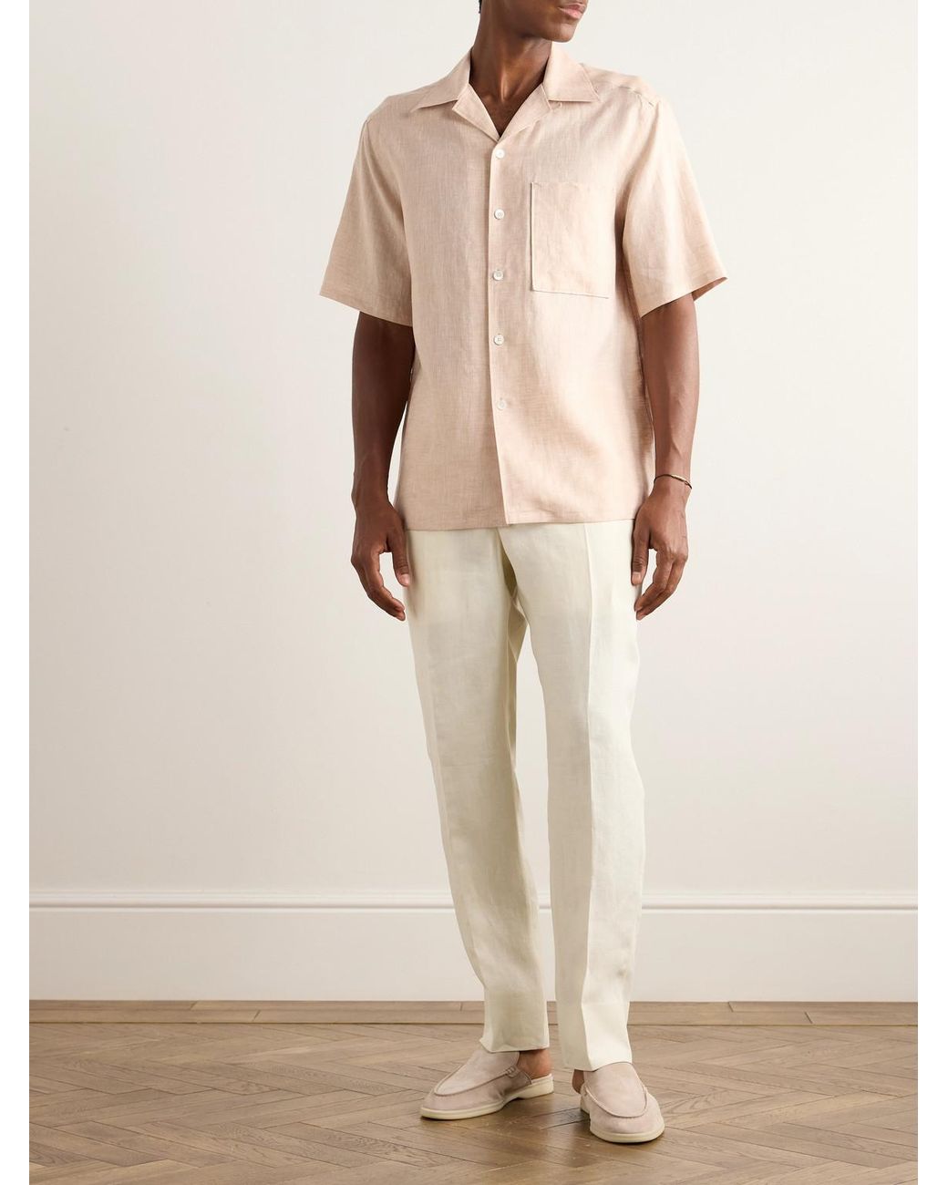 Zegna Natural Tapered Oasi Linen Trousers for men