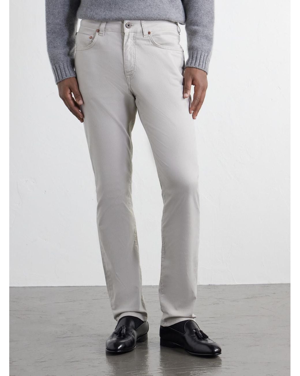 Boglioli White Straight-Leg Garment-Dyed Cotton-Blend Twill Trousers for men