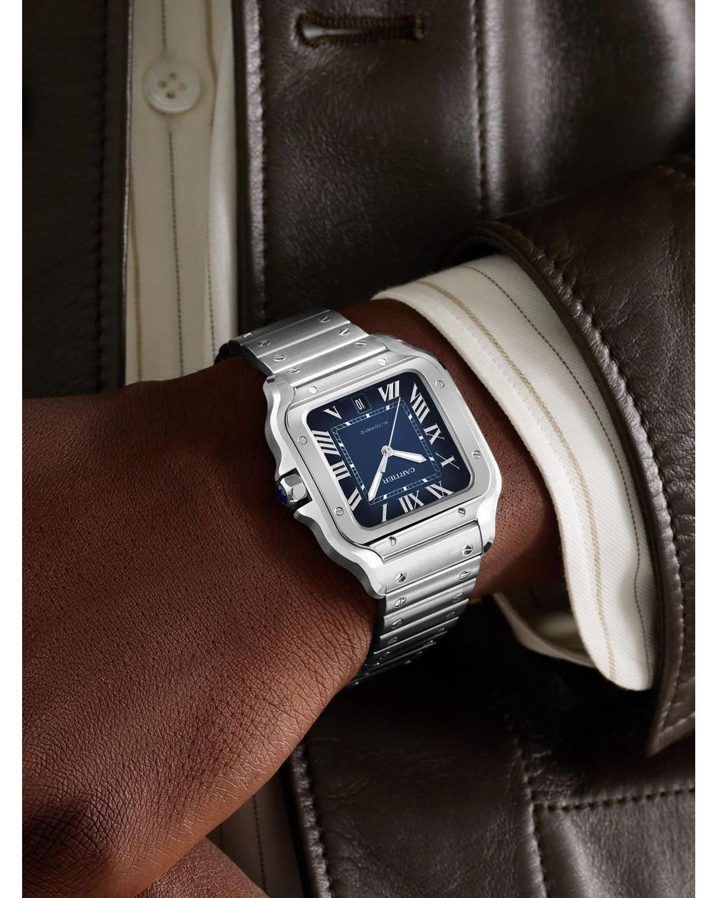 Cartier Black Santos De Automatic Interchangeable Steel Watch, Ref. Wssa0071 for men