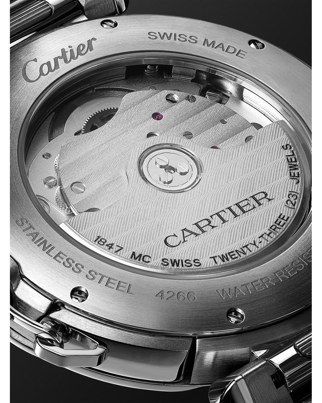 Cartier Black Pasha De Automatic Stainless Steel Watch, Ref. Wspa0038 for men