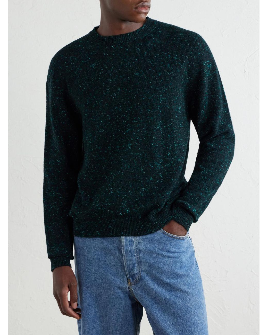 Inis Meáin Blue Merino Wool And Cashmere-Blend Sweater for men