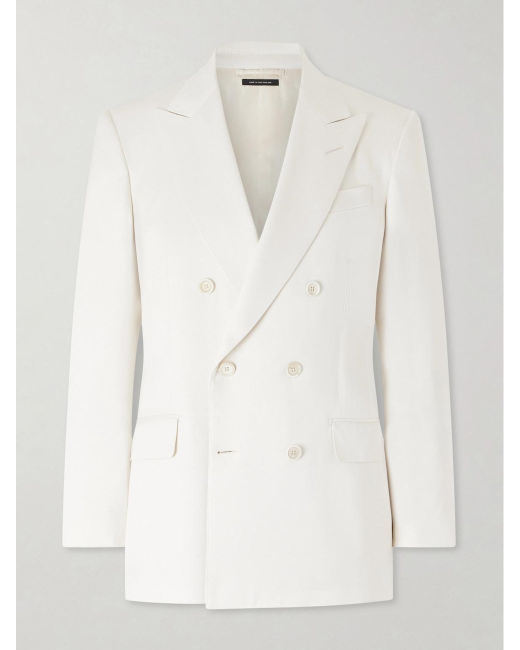 Tom Ford Natural Double-breasted Silk-gabardine Blazer for men