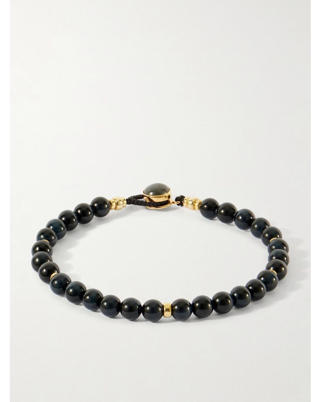 Mikia Metallic Circle 8-Plated Sterling, Tiger's Eye And Labradorite Beaded Bracelet for men